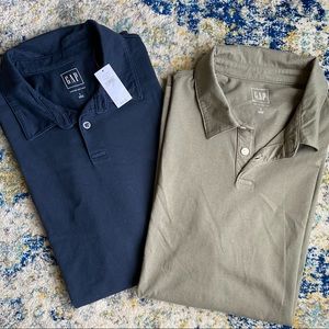 Mens gap vintage soft polo shirt navy blue green set of 2 size L large